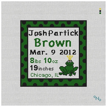 Frog Needlepoint Baby Pillow Kit