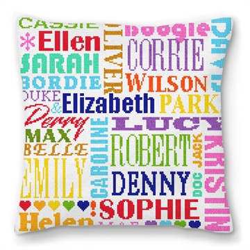 Fun Family Names Needlepoint Pillow