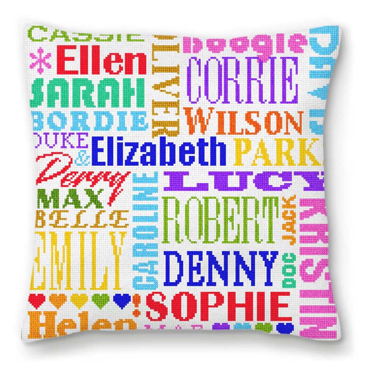 Fun Family Names Needlepoint Pillow