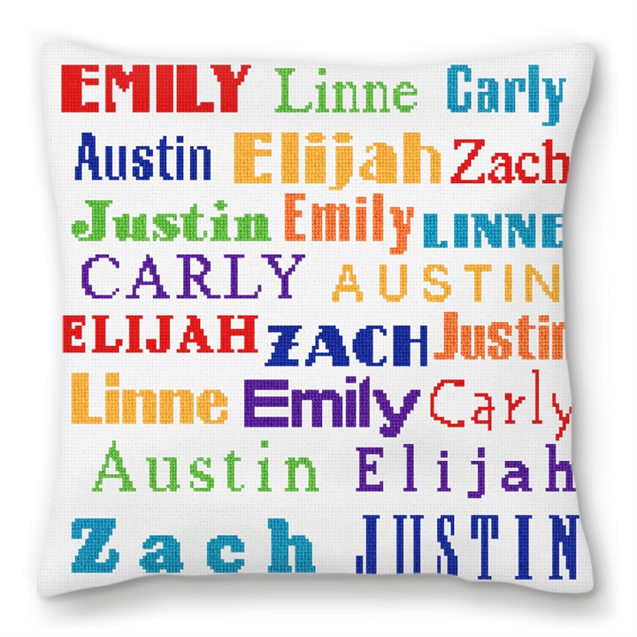 Fun Kids Name Needlepoint Pillow