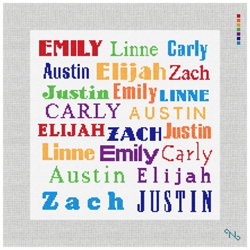Fun Kids Name Needlepoint Pillow Kit Stitched Preview