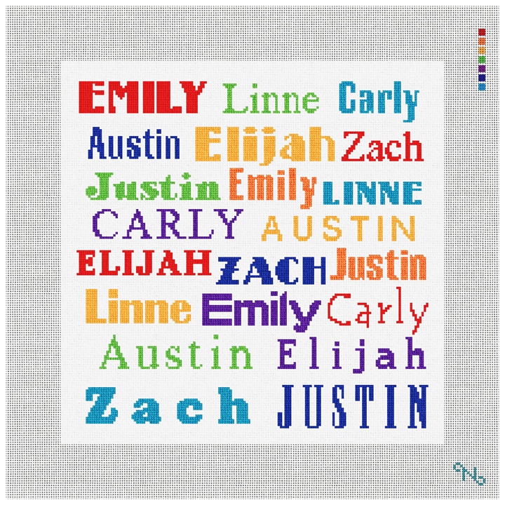 Fun Kids Name Needlepoint Pillow Kit Stitched Preview