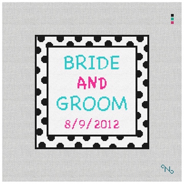 Funky Needlepoint Ring Bearer Pillow Kit Stitched Preview
