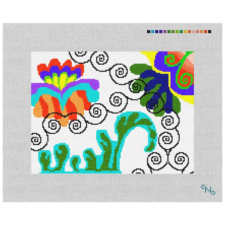 Funky Spiral Needlepoint Kit Stitched Preview