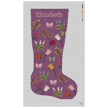 Garden Trellis Aubergine Stocking Needlepoint Kit