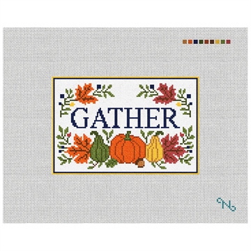Gather Around Needlepoint Door Hanger Kit Stitched Preview