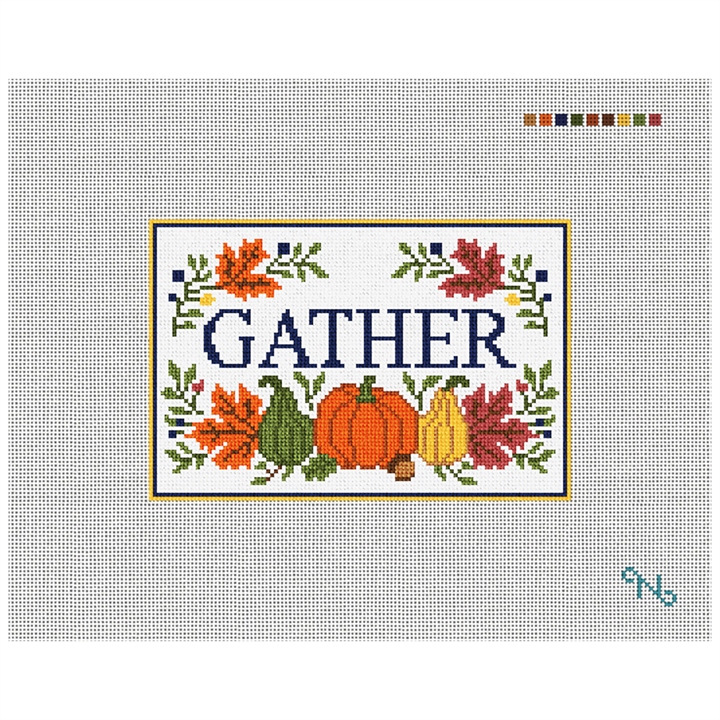 Gather Around Needlepoint Door Hanger Kit Stitched Preview