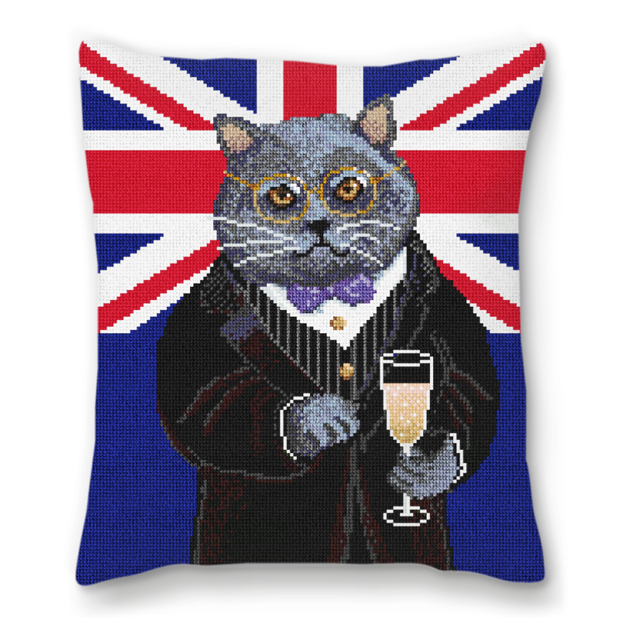 Gentleman Cat Needlepoint Pillow