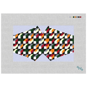 Geometric Mosaic Face Mask Needlepoint Kit Stitched Preview