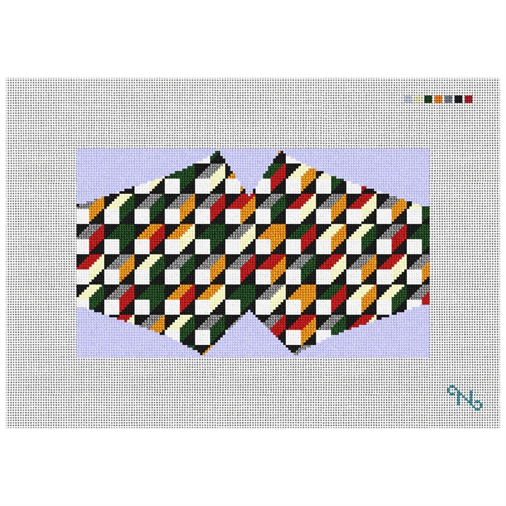 Geometric Mosaic Face Mask Needlepoint Kit Stitched Preview
