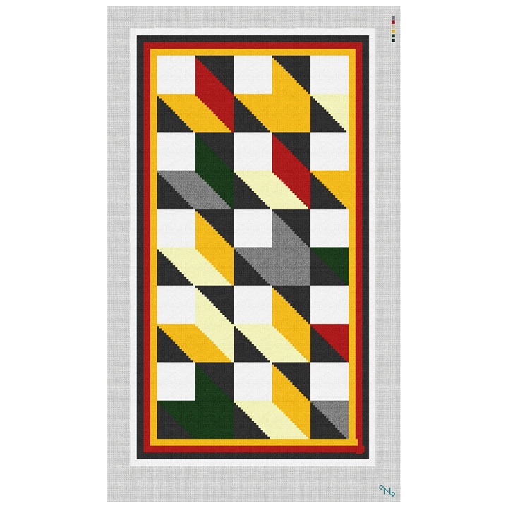 Geometric Mosaic Rug Needlepoint Kit Stitched Preview