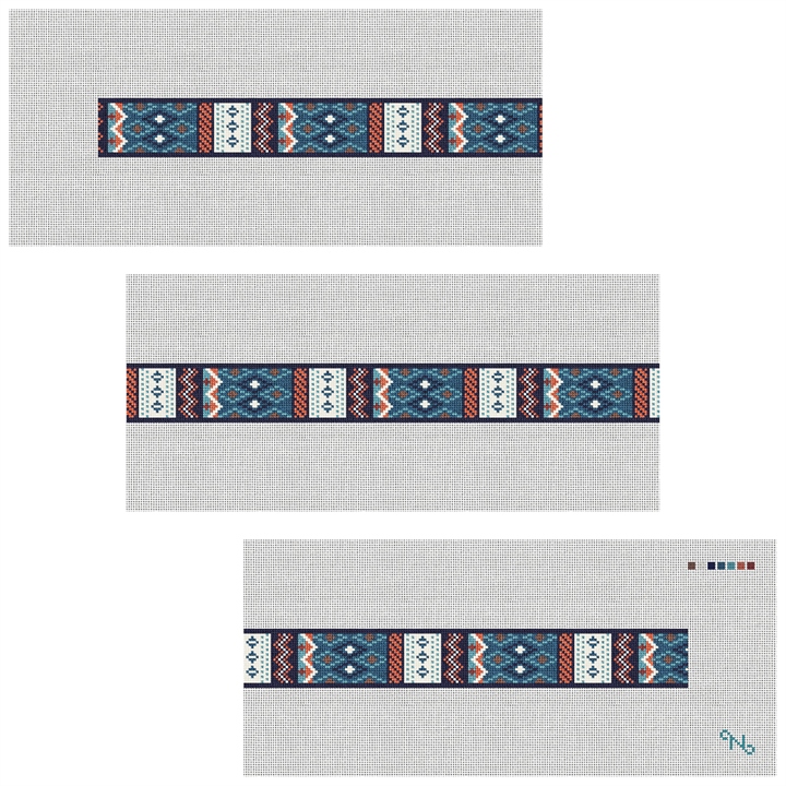 Geometric Needlepoint Belt Kit Stitched Preview
