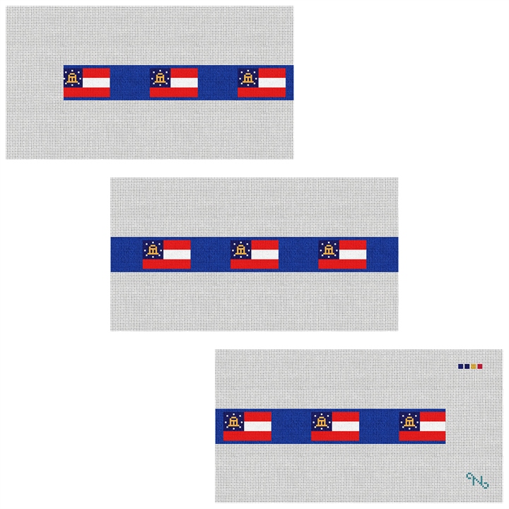 Georgia Flag Needlepoint Belt Kit Stitched Preview