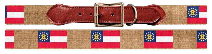 Georgia Flag Needlepoint Dog Collar 