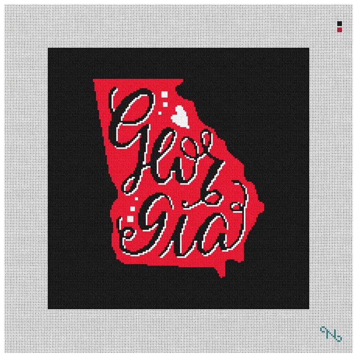 Georgia Needlepoint Pillow Kit Stitched Preview