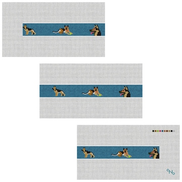 German Shepherd Needlepoint Belt Kit Stitched Preview