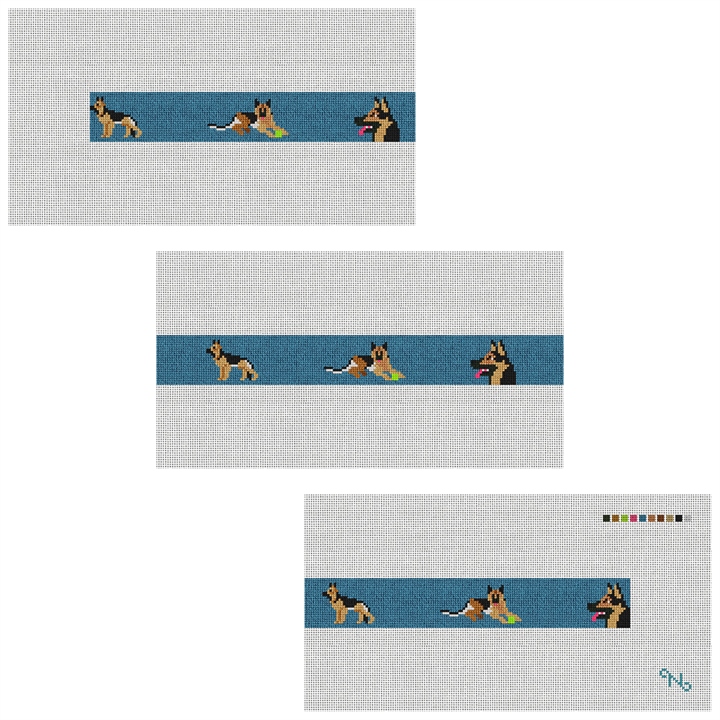 German Shepherd Needlepoint Belt Kit Stitched Preview