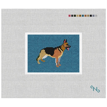 German Shepherd Needlepoint Card Wallet Kit Stitched Preview