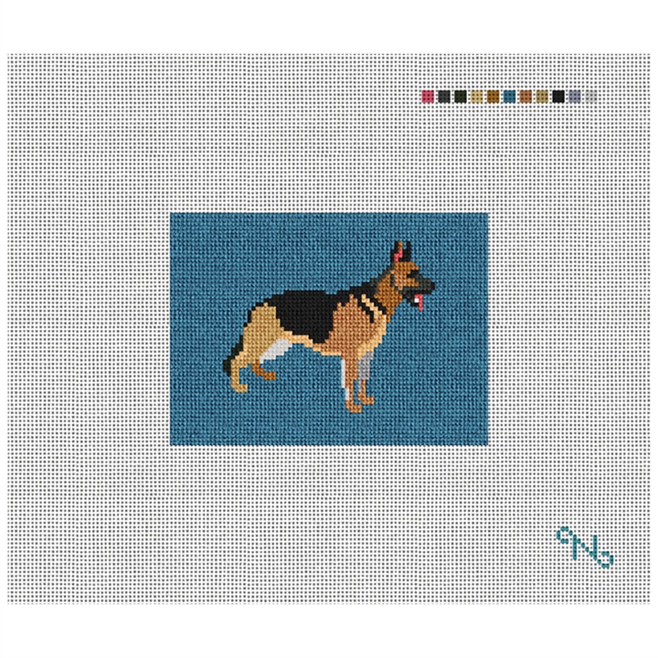 German Shepherd Needlepoint Card Wallet Kit Stitched Preview
