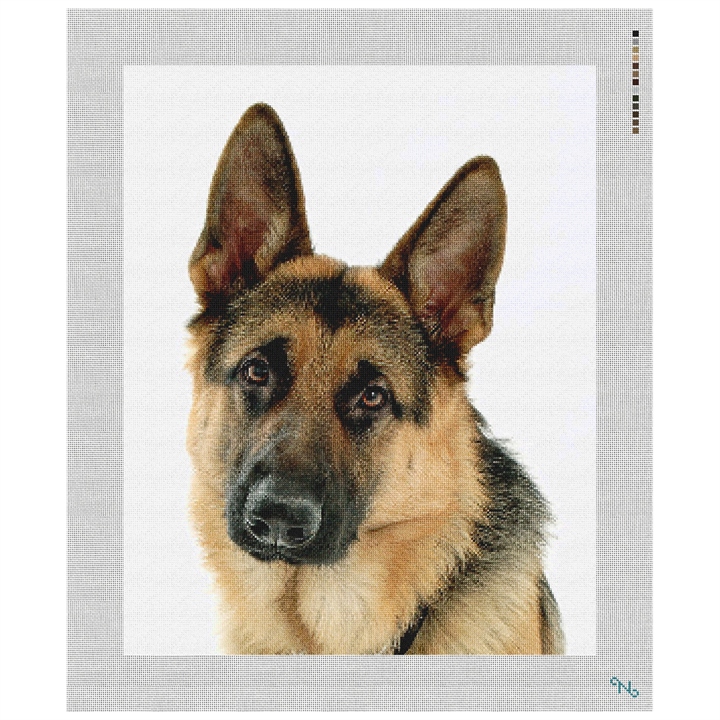 German Shepherd Needlepoint Kit Stitched Preview