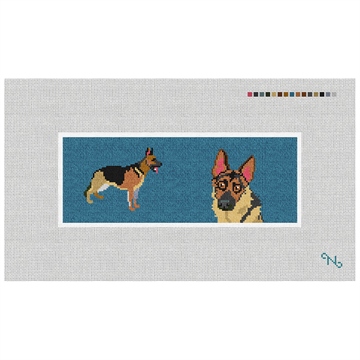 German Shepherd Needlepoint Wallet Kit Stitched Preview