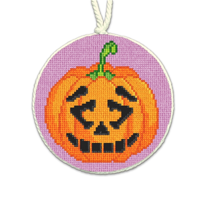Giddy Pumpkin Grin Needlepoint Ornament
