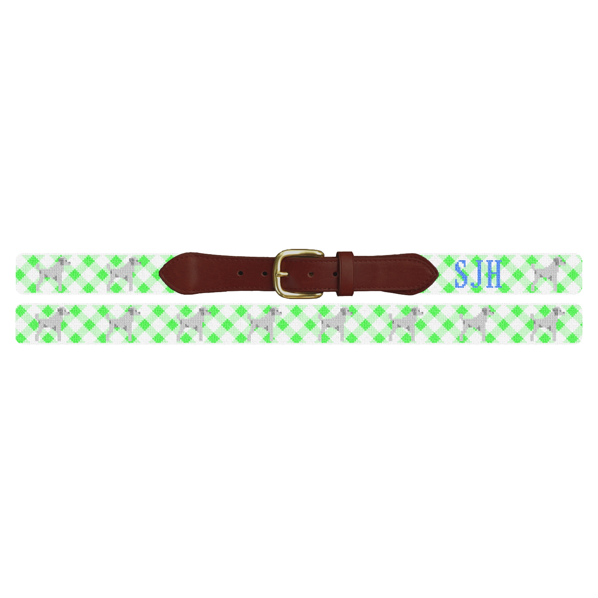 Gingham and Dog Preppy Needlepoint Belt