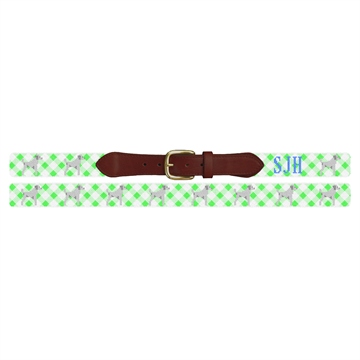 Gingham and Dog Preppy Needlepoint Belt