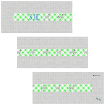 Gingham and Dog Preppy Needlepoint Belt Kit Stitched Preview