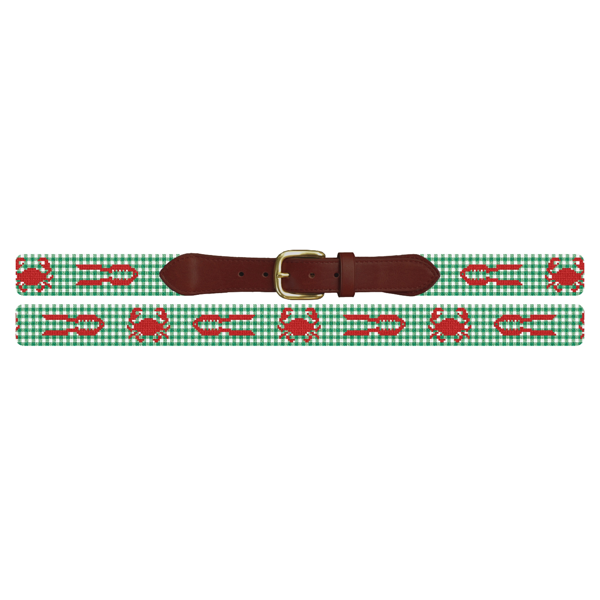 Gingham Crab and Cracker Needlepoint Belt
