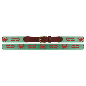 Gingham Crab and Cracker Needlepoint Belt
