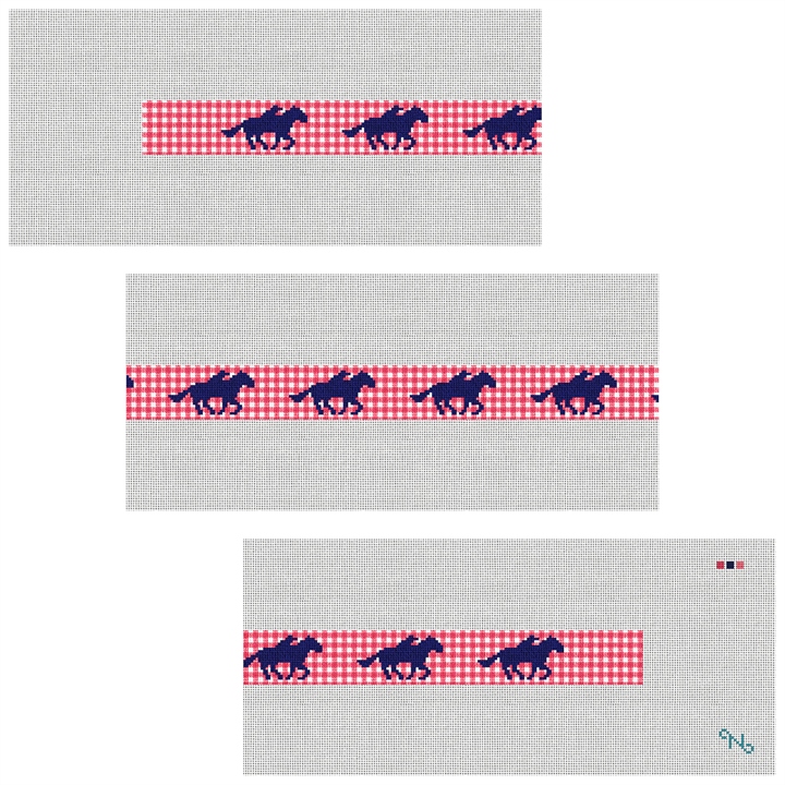 Gingham Derby Needlepoint Belt Kit Stitched Preview
