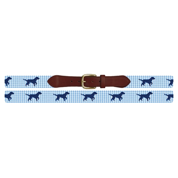 Gingham Labrador Retriever Needlepoint Belt