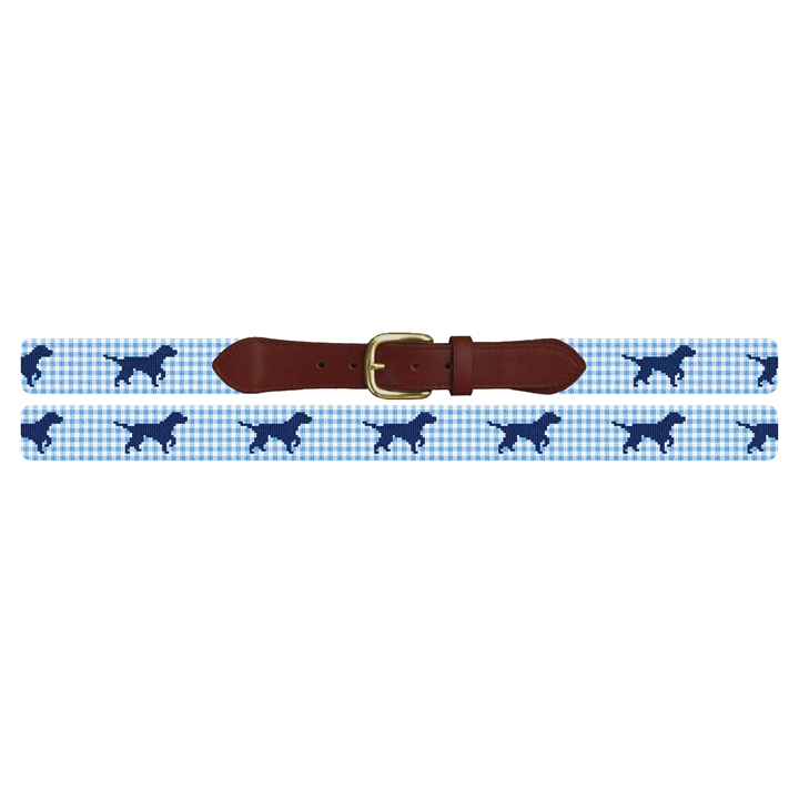 Gingham Labrador Retriever Needlepoint Belt