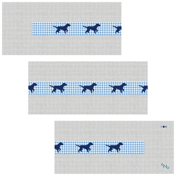 Gingham Labrador Retriever Needlepoint Belt Kit Stitched Preview