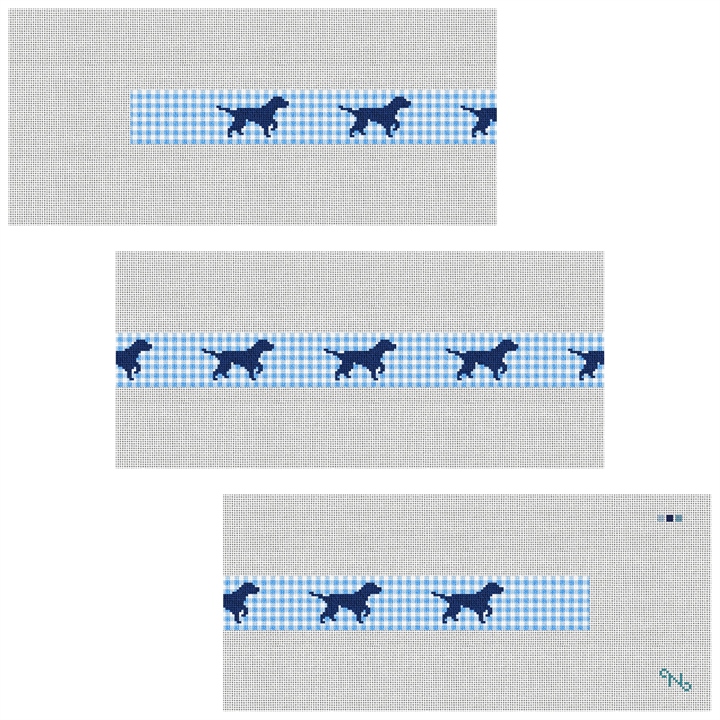 Gingham Labrador Retriever Needlepoint Belt Kit Stitched Preview