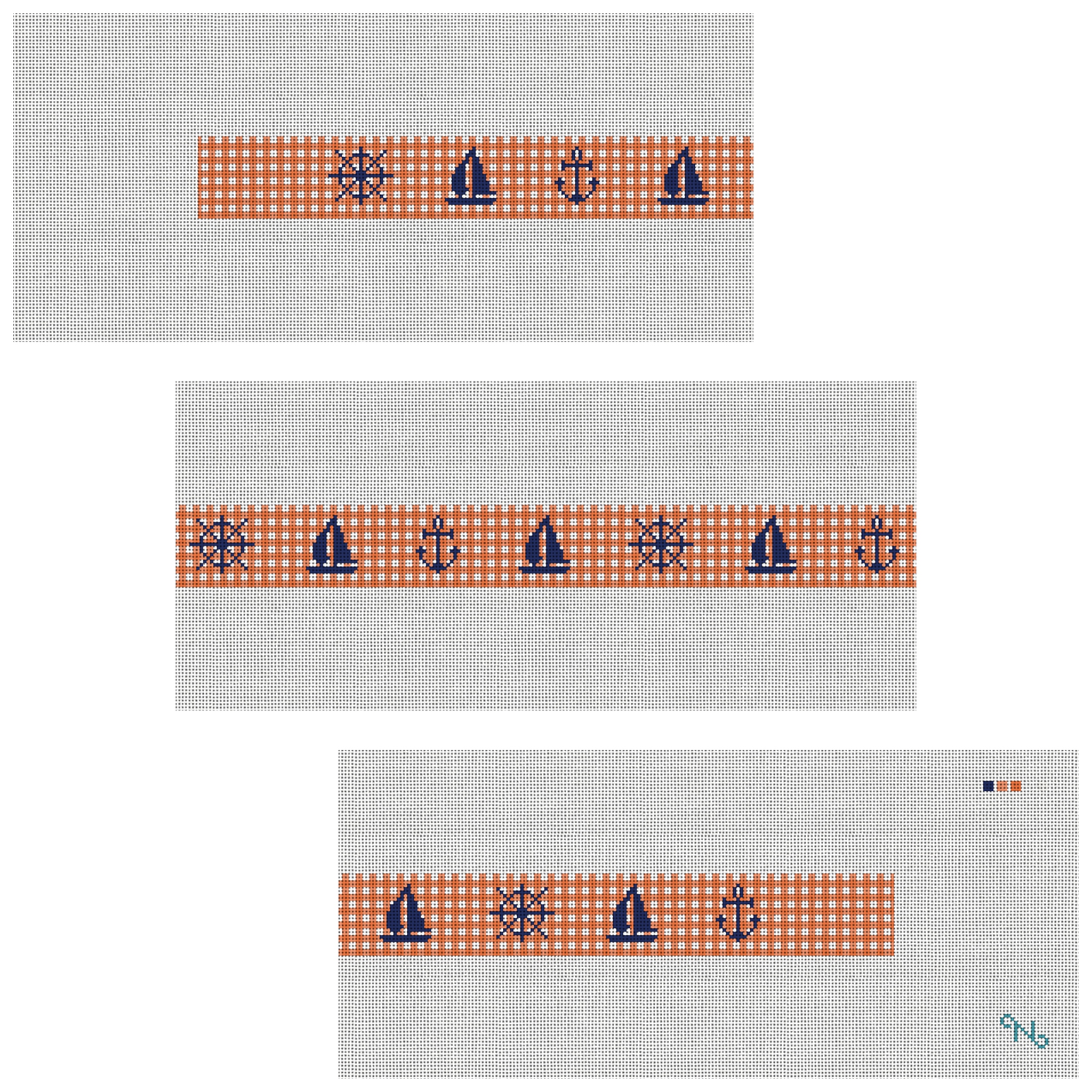 Gingham Nautical Needlepoint Belt Kit