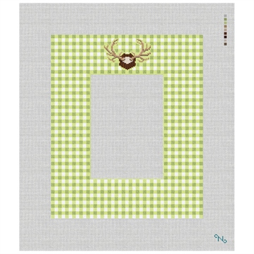 Gingham Picture Frame Needlepoint Kit Stitched Preview