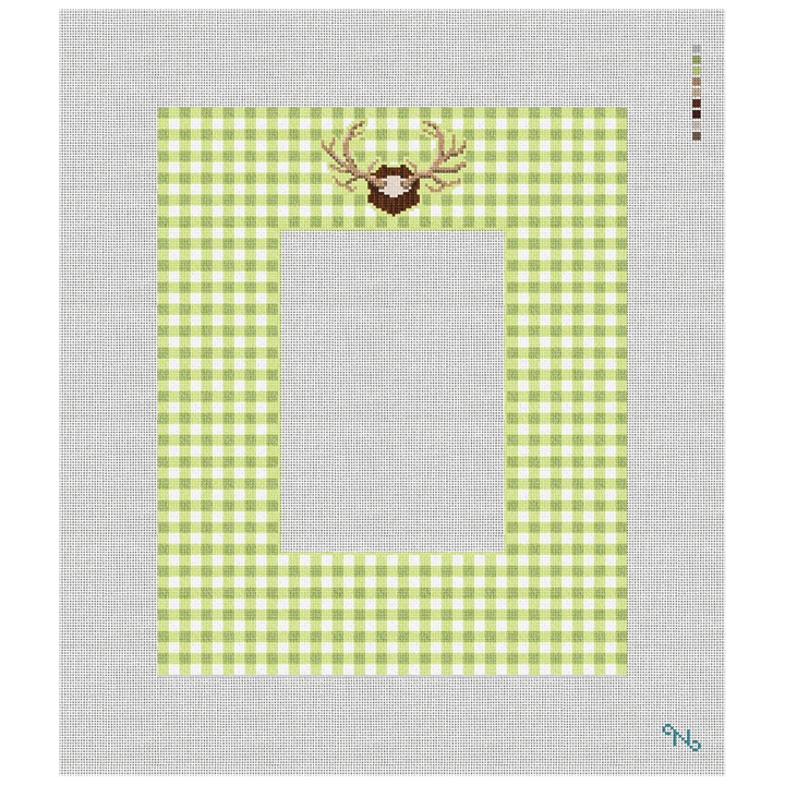 Gingham Picture Frame Needlepoint Kit Stitched Preview