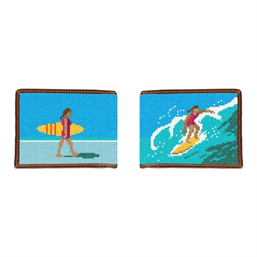 Girl Surfing Needlepoint Wallet