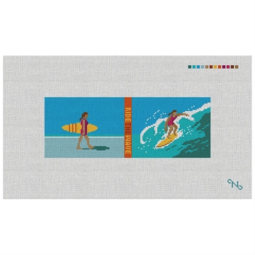 Girl Surfing Needlepoint Wallet Kit
