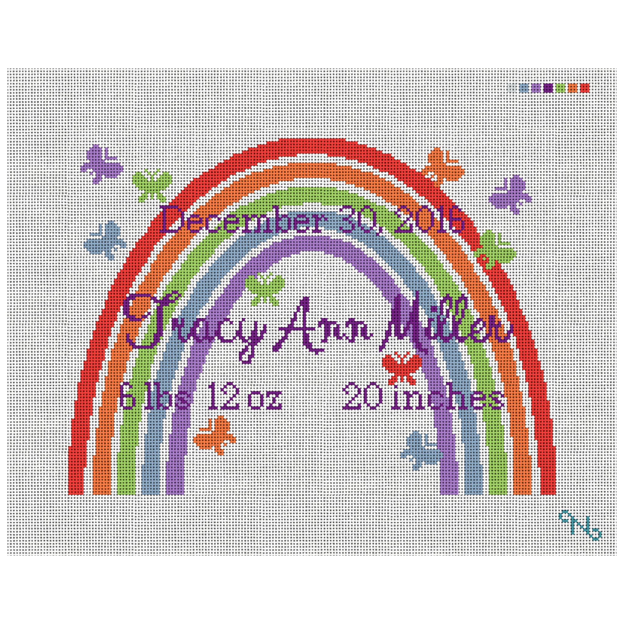 Girls Rainbow Announcement Needlepoint Kit