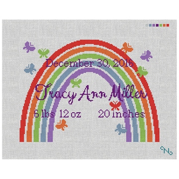 Girls Rainbow Announcement Needlepoint Kit