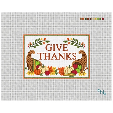 Give Thanks Needlepoint Door Hanger Kit Stitched Preview