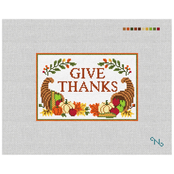 Give Thanks Needlepoint Door Hanger Kit Stitched Preview