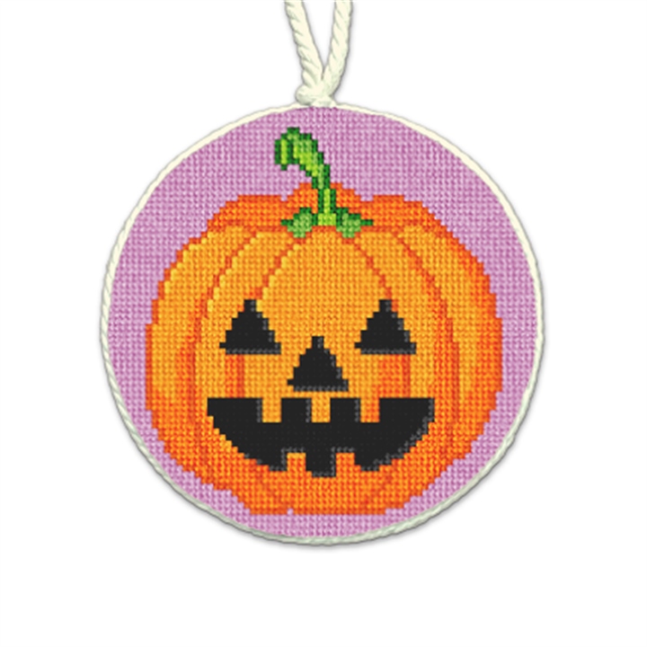 Glad Pumpkin Grin Needlepoint Ornament