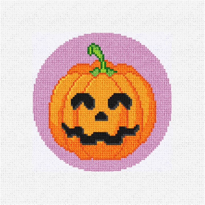 Glaring Pumpkin Grin Needlepoint Ornament Kit