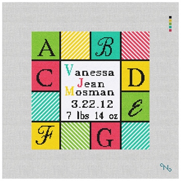 Glendale Birth Announcement Needlepoint Kit Stitched Preview