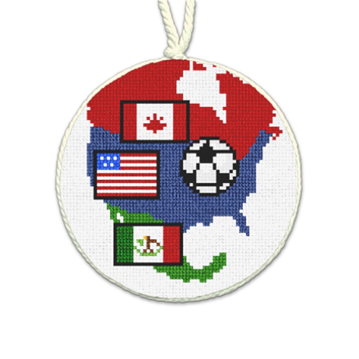 Global Soccer Glory Needlepoint Ornament 