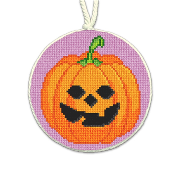 Glorious Pumpkin Grin Needlepoint Ornament